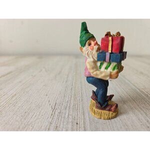 Vintage elf present figurine village Xmas decor unique‎